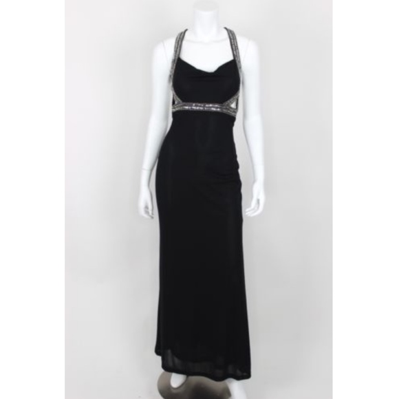 NWT  Dress Black Silver Prom Gown Formal Small - Picture 1 of 7